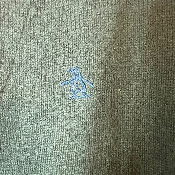 Penguin men’s Lambswool Cardigan Sz Small Green Blue Trim Eclectic Grandpa - Picture 4 of 5